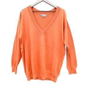 Gap Knit Vneck Sweater Womens XL Orange Cotton Cashmere Blend